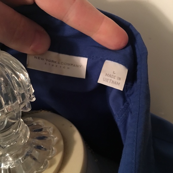 Blue Ruched Button Down - Picture 2 of 2